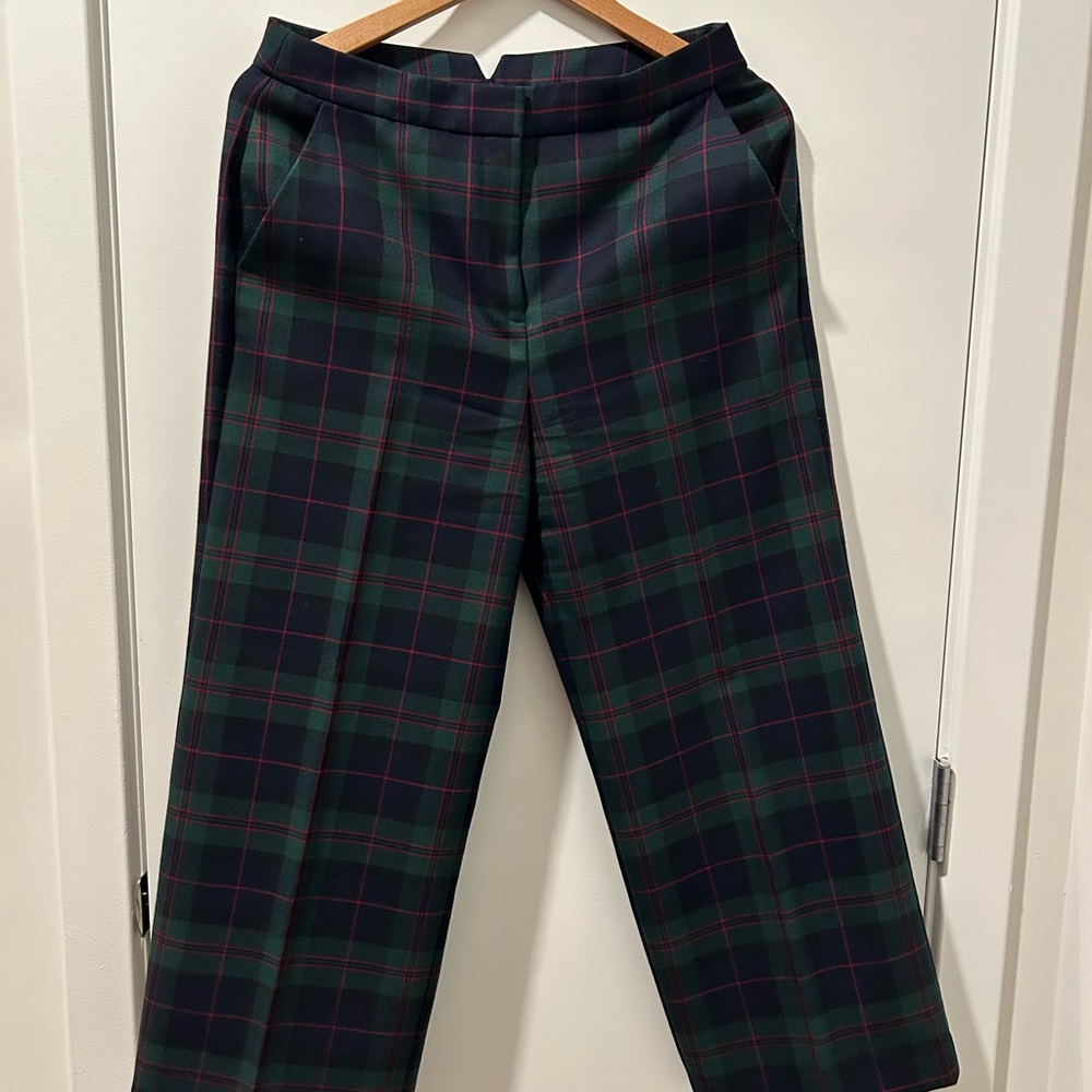 Brooks Brothers Tartan Wide Leg Ankle Pants